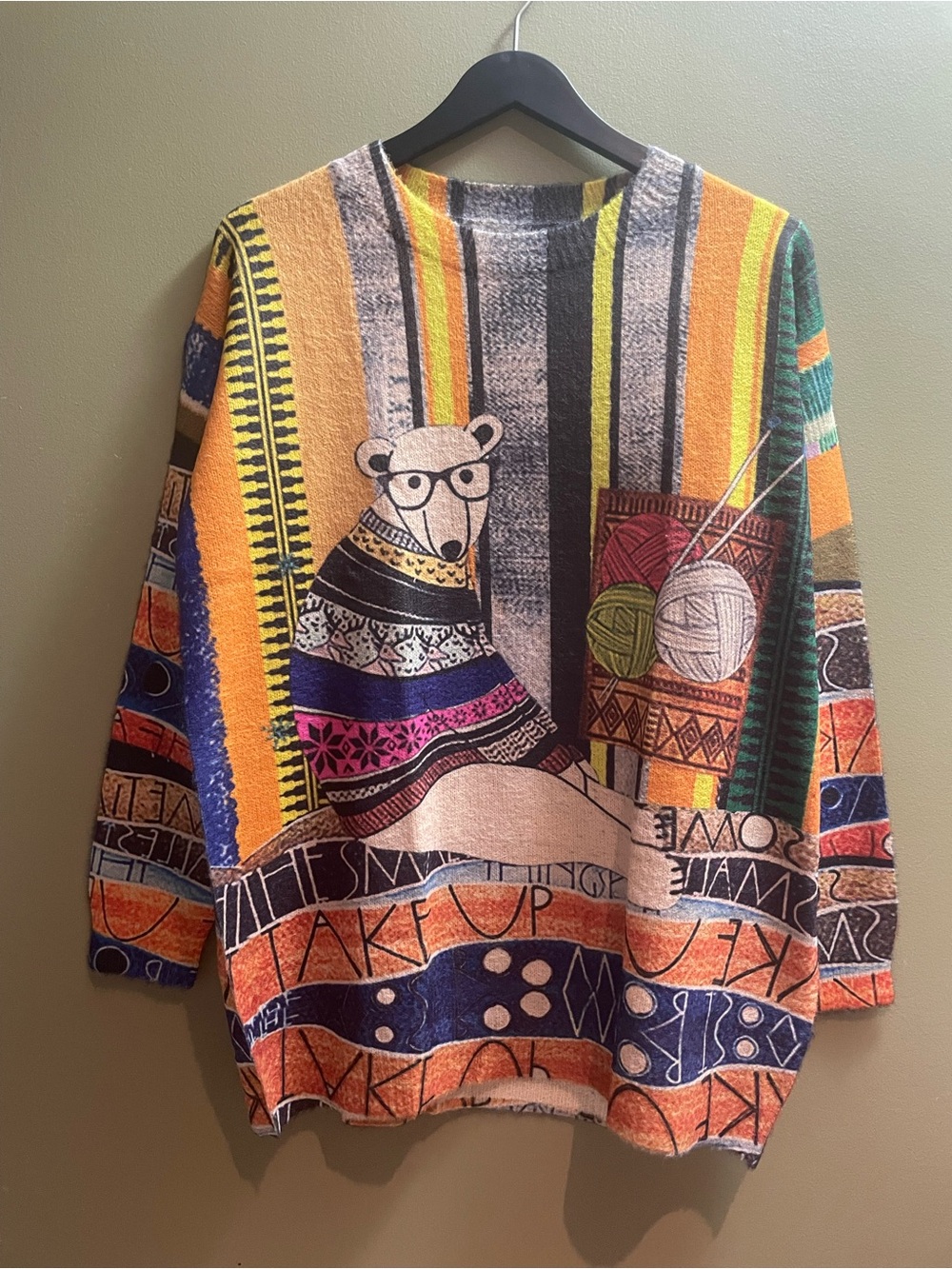 Women Sweater Bear Graphic Oversized Pullover Sweaters Casual Loose Knit Tops